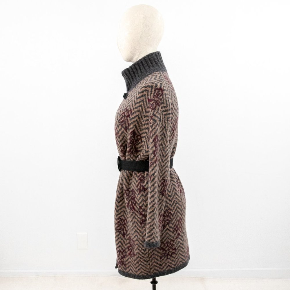 Vintage 70s S Italian Wool Print Sweater Jacket - Picture 10 of 13